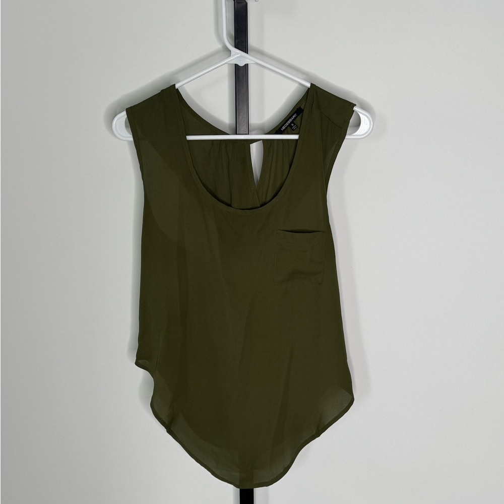 Necessary Clothing Asymmetrical Green Sleeveless Tank Top